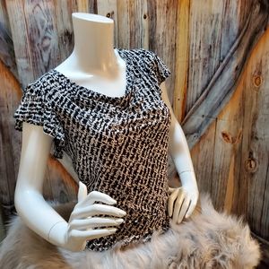 Black and white patterned blouse